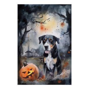 Halloween Grote Zwitserse Hond Met Pompoenen Griez Perfect Poster