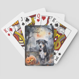 Halloween Grote Zwitserse Hond Met Pompoenen Griez Pokerkaarten