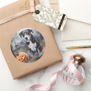 Halloween Grote Zwitserse met Pompoenen Eng Ronde Sticker