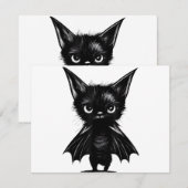 Halloween Grumpy Black Kitten in BBat Costume (Voorkant / Achterkant)