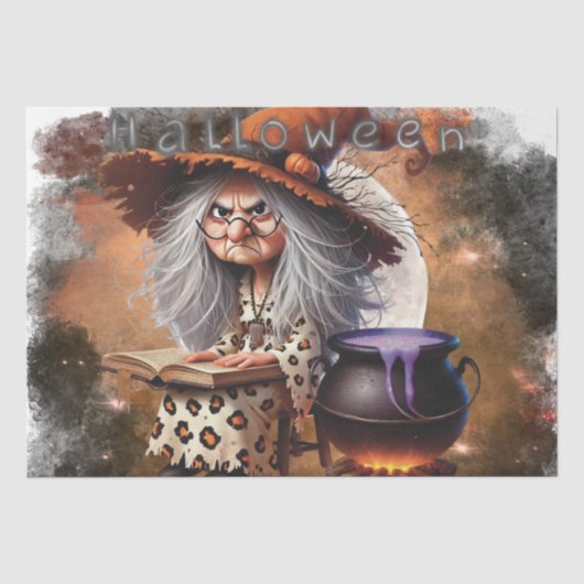 Halloween Grumpy Witch Tissuepapier (Voorkant)