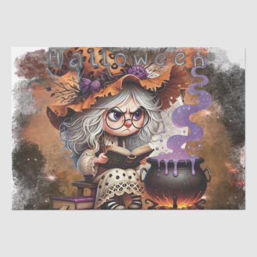Halloween Grumpy Witch Tissuepapier (Voorkant)