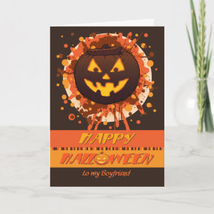 Halloween Grunge Pompoen, voor Vriend - Grappig Kaart
