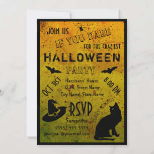 Halloween Grungy Blood Crazy Party Invitation Kaart