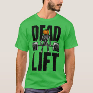 Halloween Gym Deadlift Skelet Pompoen Gothic Fitne T-shirt