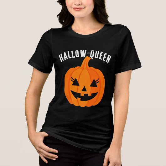Halloween Halloween Hallow-Queen Jack-O-Lantern Cu Tri-Blend Shirt (Voorkant)
