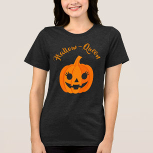 Halloween Halloween Hallow-Queen Jack-O-Lantern Cu Tri-Blend Shirt
