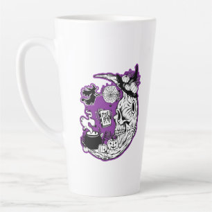 Halloween halve maan heksenschedel latte mok
