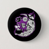 Halloween halve maan heksenschedel ronde button 5,7 cm (Voorkant)