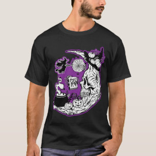 Halloween halve maan heksenschedel t-shirt