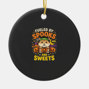 Halloween Hamster Fueled By Spooks And Sweets_1 Keramisch Ornament