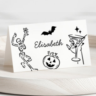 Halloween Hand getrokken naam Plaats kaart
