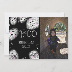 Halloween handlettering krijt spook fotokaart feestdagenkaart