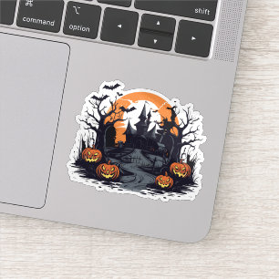 Halloween hantée maison éffrayante autocollant