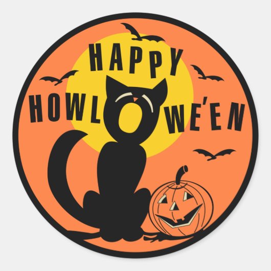  Halloween - Happy Halloween Black Cat Ronde Sticker (Voorkant)
