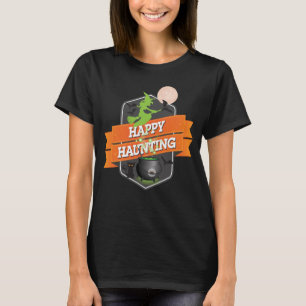 Halloween Happy Haunting met heks op de kamer T-shirt
