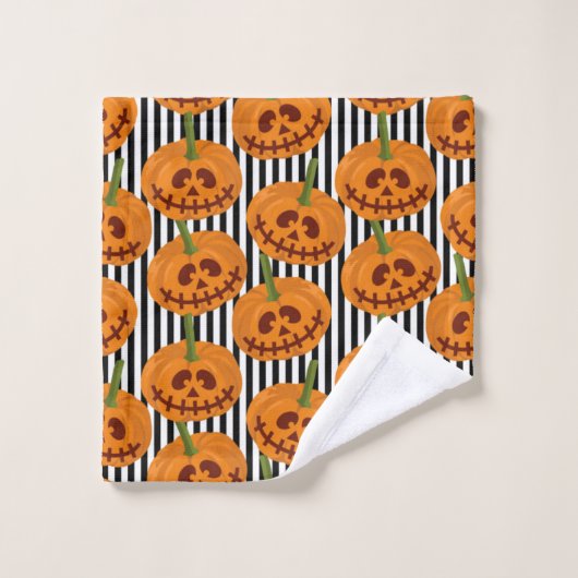 Halloween Happy Pumpkin Pattern Bad Handdoek (Wasdoekje)