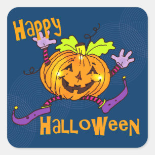 Halloween Happy Pumpkin Vierkante Sticker