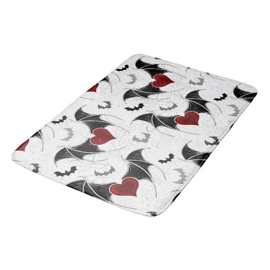 Halloween hart met zwarte vleermuisvleugels badmat (Gekanteld)