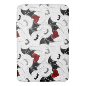 Halloween hart met zwarte vleermuisvleugels badmat (Voorkant Verticaal)