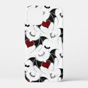 Halloween hart met zwarte vleermuisvleugels iPhone 12 mini hoesje