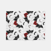 Halloween hart met zwarte vleermuisvleugels fleece deken (Voorkant (Horizontaal))