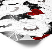 Halloween hart met zwarte vleermuisvleugels foto afdruk (Hoek)