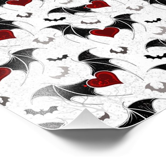 Halloween hart met zwarte vleermuisvleugels foto afdruk (Hoek)