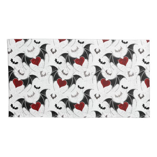 Halloween hart met zwarte vleermuisvleugels kussensloop (Achterkant-Rechts)