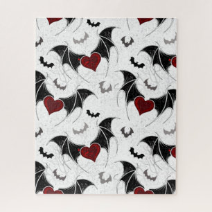 Halloween hart met zwarte vleermuisvleugels legpuzzel