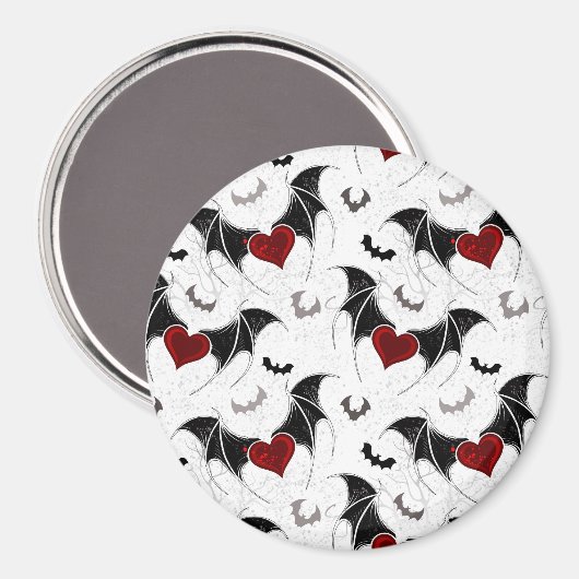 Halloween hart met zwarte vleermuisvleugels magneet (Voorkant / Achterkant)