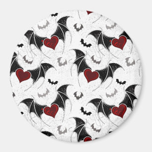 Halloween hart met zwarte vleermuisvleugels magneet