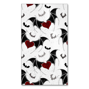 Halloween hart met zwarte vleermuisvleugels magnetisch visitekaartje