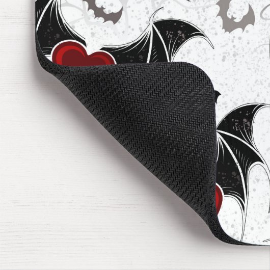 Halloween hart met zwarte vleermuisvleugels muismat (Hoek)