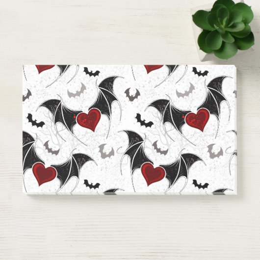 Halloween hart met zwarte vleermuisvleugels post-it® notes (Kantoor)