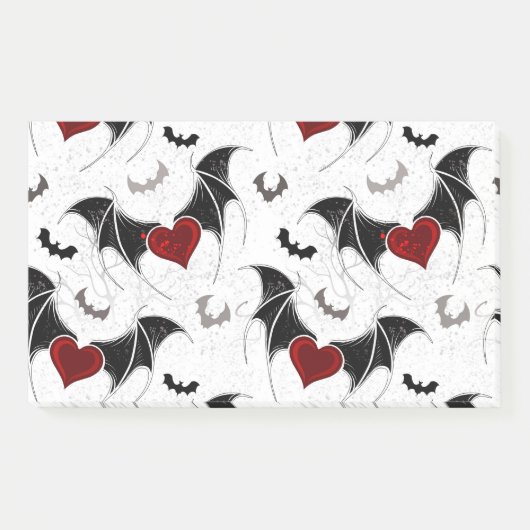 Halloween hart met zwarte vleermuisvleugels post-it® notes (Voorkant)