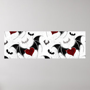 Halloween hart met zwarte vleermuisvleugels poster