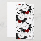 Halloween hart met zwarte vleermuisvleugels save the date (Voorkant / Achterkant)