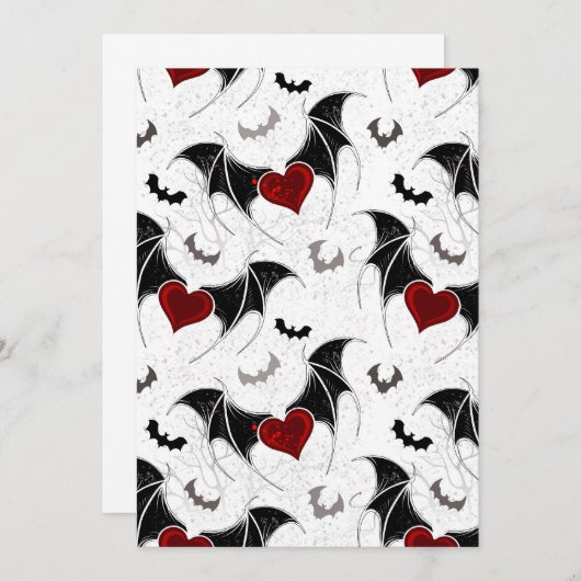 Halloween hart met zwarte vleermuisvleugels save the date (Voorkant / Achterkant)