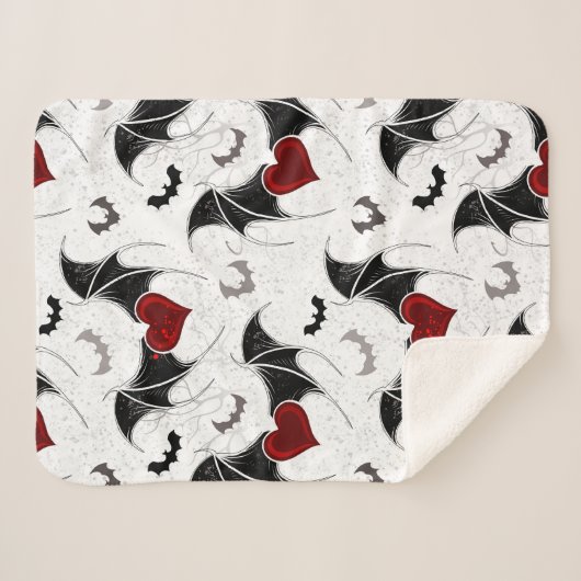 Halloween hart met zwarte vleermuisvleugels sherpa deken (Voorkant (horizontaal))