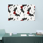 Halloween hart met zwarte vleermuisvleugels spandoek (Beurs)