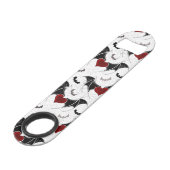 Halloween hart met zwarte vleermuisvleugels speed flessenopener (Achterkant Gekanteld)