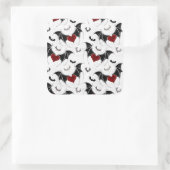 Halloween hart met zwarte vleermuisvleugels vierkante sticker (Tas)