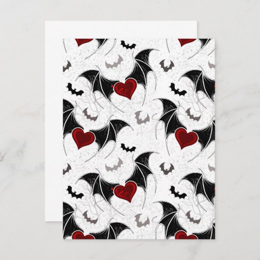Halloween hart met zwarte vleugels advieskaart (Voorkant / Achterkant)