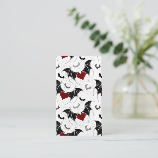 Halloween hart met zwarte vleugels afsprakenkaartje (Staand voorkant)