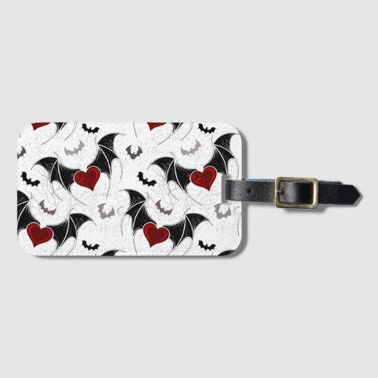 Halloween hart met zwarte vleugels bagagelabel (Voorkant (horizontaal))