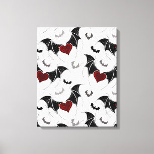 Halloween hart met zwarte vleugels canvas afdruk