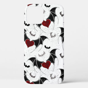 Halloween hart met zwarte vleugels iPhone 12 hoesje