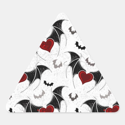 Halloween hart met zwarte vleugels driehoek sticker (Voorkant)