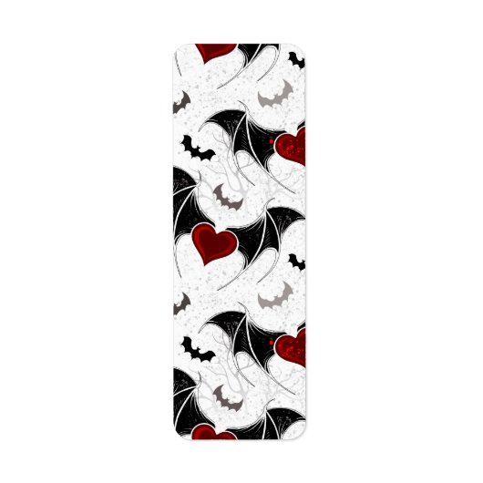 Halloween hart met zwarte vleugels etiket (Voorkant)